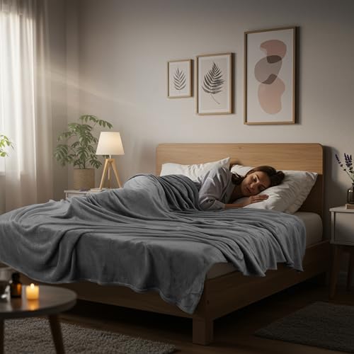 Utopia Bedding Fleece Blanket Queen Size Grey (90x90 Inches) Ultra Soft Warm Lightweight Microfiber Breathable Anti-Static Cozy Winter Bed Blanket, All-Season Home Decor Gift for Men & Women Utopia Bedding