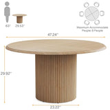 Tribesigns 47" Round Conference Table for 4-6 People, Farmhouse Wooden Meeting Room Table with Sturdy Fluted Metal Base, Modern Office Training Desk for Office, Conference Room Tribesigns