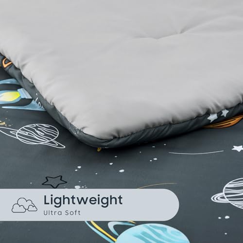 Wake In Cloud - Toddler Bedding Set for Boys, Space Rocket Planet Star, 4 Pieces Soft Crib Bed Set Including Comforter, Sheets and Pillowcase, Gray Wake In Cloud