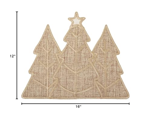 Feuille Burlap Farmhouse Winter Placemats Set of 4 Christmas Tree Holiday Placemats for Table Decorations Feuille