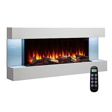 SimpliFire Format 36-Inch Wall Mount Electric Fireplace with 50-Inch Floating Mantel (SF-FORMAT36-SF-FM50-WH) SIMPLIFIRE