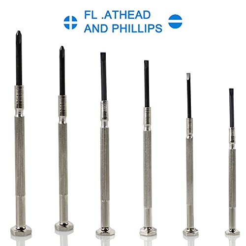 6 PCS Precision Screwdriver Sets, Eyeglass Repair Kit Screwdriver, Mini Screwdriver Set, Flat Head and Philips Head Screwdriver Sets, With 6 Different Sizes, Suitable For Watch, Electronic Repairs Lonisiv
