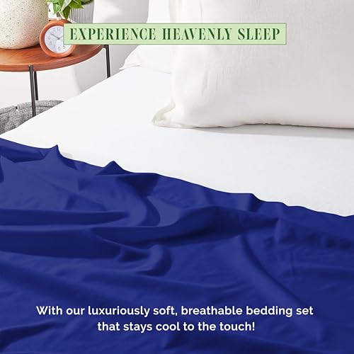 Elegant Comfort Premium Hotel Quality 1-Piece Flat Sheet, Luxury & Softest 1500 Thread Count Egyptian Quality Bedding Flat Sheet, Wrinkle, Stain and Fade Resistant, California King, Royal Blue Elegant Comfort