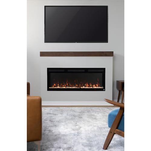 Touchstone Smart Electric Fireplace-The Fury 50" Wide- 4.5" Thin in Wall Recessed-100 Realistic Flame/Ember Bed Color Combos-1,500W Heater-Larger Viewing Area-Alexa/WiFi Enabled