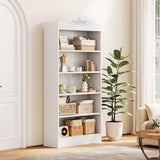 LITTLE TREE 73" Modern 5-Tier Bookcase, White Storage Shelf for Living Room, Bedroom, Home Office LITTLE TREE