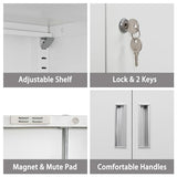 iDEKAI Metal Storage Cabinet with Lock, 36" Garage Storage Cabinets with 2 Lockable Doors and 2 Adjustable Shelves,Tall File Cabinet, Tool Cabinet for Office,Home,Garage,Gym,School (White) iDEKAI