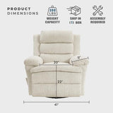Lexicon Swivel Glider Reclining Chair, Textured Microfiber Manual Recliner, Comfy Nursery Glider Recliner, Swivel Reclining Chair for Living Room/Office/Bedroom/Apartment, Beige