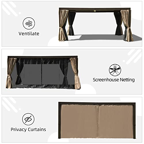 Domi Louvered Pergola 10' × 13', Outdoor Aluminium Pergola with Adjustable Roof, Curtains and Netting, Hardtop Gazebo for Patio, Deck, Garden, Yard, Beach domi outdoor living