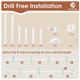 SUNALLY Room Divider No Drilling Curtain Rod Wall Divider for Room Separation, 4-10ft(H) 28-114inch(W) Adjustable, Heavy Duty Partition Space Separator Freestanding Tension Curtain Stand, White SUNALLY