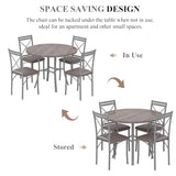 VECELO 5 Piece Dining Table Set for 4, Wood Grain Dinette with Chairs for Kitchen, Breakfast Nook, Small Space, Light Grey VECELO