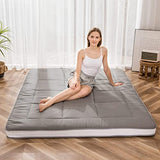 MAXYOYO Futon Mattress, Padded Japanese Floor Mattress Quilted Bed Mattress Topper, Extra Thick Folding Sleeping Pad Breathable Floor Lounger Guest Bed for Camping Couch, Dark Grey, Queen MAXYOYO