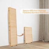 JVVMNJLK Room Divider, 6 FT Tall Folding Privacy Screen, Partition Divider for Room Separation, Portable Freestanding Wall Divider for Room, Bamboo Mesh Woven Design, Brown (Beige, 6-Panel 67”) JVVMNJLK