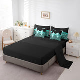 Feelyou Teal Bowknot 7 Piece Bedding Set Queen Size Glitter Print Comforter Set with Sheets for Kids Girls Adult Cute Bowknot Bed in a Bag Black Silver Bed Set Feelyou