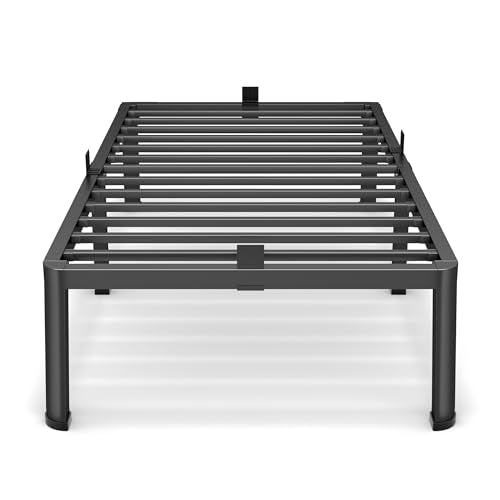 Superay 16 Inch Twin Size Metal Platform Bed Frame with Round Corners, Storage Space Under High Bed Frame-Heavy Duty Steel Slats Support, Noise Free - Easy Assembly - No Box Spring Needed Superay