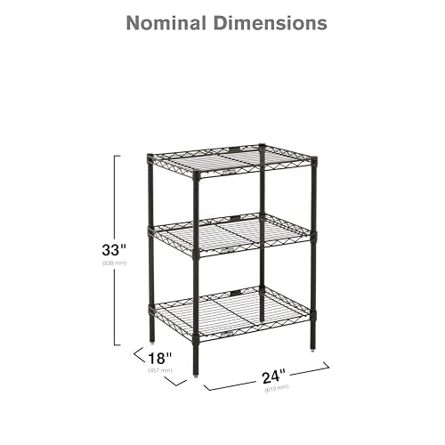 Professional's Choice 3-Shelf Adjustable Wire Shelving Unit by METRO - Black, 18" W x 24" L x 33" H METRO