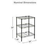 Professional's Choice 3-Shelf Adjustable Wire Shelving Unit by METRO - Black, 18" W x 24" L x 33" H METRO