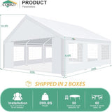 COBIZI 20x20FT Tents for Parties Heavy Duty Canopy, Carpas para Fiestas with 4 Removable Sidewalls with Built-in Sandbag, Waterproof, UV50+, White COBIZI