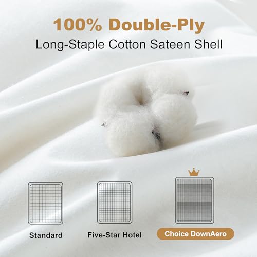 DownAero™ Feather Down Comforter 100% Cotton, High Fill Power Medium Warmth for All Season Duvet Insert, California King Comforter White DownAero