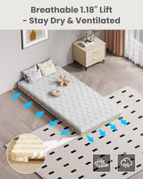 Meulbaty Bed Plate, Guest Tatami Bed Frame,Japanese Tatami Mat, Foldable Wood Slatted Floor Bed Frame for Futon Mattress, Breathable Moisture-Proof Floor Sleep Bedding (Twin) Meulbaty