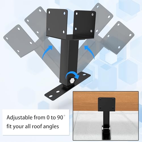 JEXALINE 3Pcs Roof Riser Brackets Kit,Pergola Roof Riser Beam Bracket,Heavy Duty Roof Mount Pergola Brackets, Roof Bracket Kit,Adjustable Saddle Roof Riser Post for Gazebo Pergola-Includes Screws… JEXALINE