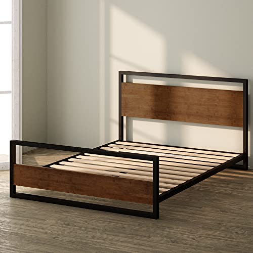 Zinus Suzanne Kingsize Bamboo & Metal Platform Bed Frame with Footboard - No Box Spring Needed, Easy Assembly - WoodArtSupply