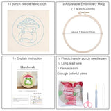 Louise Maelys Beginners Punch Needle kit,Embroidery Starter Kits for Adults,Rug Tool,Cross Stitch Including Handle Pen,Cloth,Hoop,Threads and Instruction-Mushroom Frog Pattern