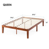 Mellow Naturalista Classic 16 Inch Solid Wood Platform Bed with Wooden Slats, Cherry, Queen Mellow