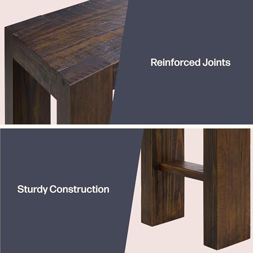 Alaterre Furniture Classic Solid Wood Console Table - 56 Inch Modern Farmhouse Entryway Table - Easy Assembly Living Room Furniture for Behind The Couch, Entryway, or Hallway (Brown) Alaterre Furniture