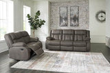 Signature Design by Ashley First Base Contemporary Faux Leather Manual Reclining Loveseat, Gray Signature Design by Ashley