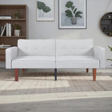 White Modern Guest Chair Sofa Recliner, Adjustable Cotton Fabric Futon Reclining Couch, Sofa Bed, Easy Assembly, Mid-Century Style Conference Seating for Office, Waiting Room, 68"L x 22.4"W x 28.7"H Generic