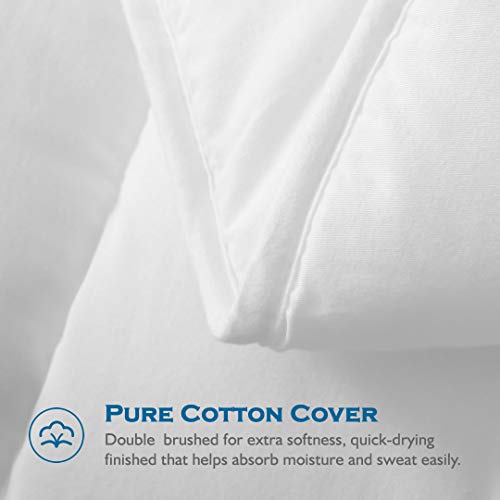 Dafinner 100% Cotton Cover Comforter Queen Size, Lightweight Down Alternative Duvet Insert with Lyocell & Climaloft™ Blend Fill, Breathable Microfiber Comforter for Hot Sleeper (90x90”, White) Dafinner