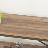 LVB Rustic Oak Industrial Console Sofa Table with 3-Tier Shelving for Entryway and Foyer LVB