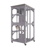 VEVOR 3-Tier Cat Playpen Catio with Wheels, Resting Box, Waterproof Roof, Windows & Doors, Removable Tray VEVOR