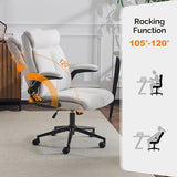 VINGLI Rolling Ergonomic Office Desk Chair with Padded Flip-up Arms, 360° Swivel High Back Executive Computer Chair with Wheels for Game,Home Small Space, Study Room, Reading Room, Linen Light Grey VINGLI