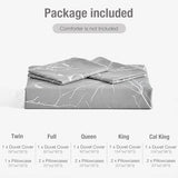 Lekesky Reversible Duvet Cover Queen Size, Grey White Branch Comforter Cover Queen 3pcs Microfiber Botanical Bedding Set with Zipper Closure Corner Ties Lekesky