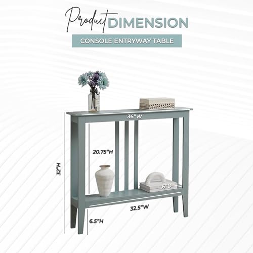 Kings Brand Furniture Narrow Console Table with Storage – Rectangular Entryway & Behind Sofa Table, Wood Accent Hallway Table for Foyer or Living Room, Ice Blue Kings Brand Furniture