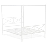 East West Furniture - GEQCWHI - Glendale Queen Size Bed Frame with Modern Designed Headboard and Footboard - Canopy Metal Frame in Powder Coating Linen White East West Furniture