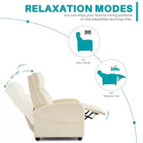 Sweetcrispy Recliner Chair Fabric Recliner Sofa No Massage, Home Theater Seating with Lumbar Support, Adjustable Push Back Overstuffed High-Density Sponge Reclining for Living Room, Beige