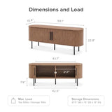 mopio Quin 59" Tambour TV Stand, Fluted Entertainment Center, Mid Century Modern TV Console, Television Stands for 65 Inch TV, Wood Media Storage Cabinet, Table Stand, Living Room (Walnut) mopio