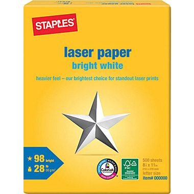 Staples 733333 8.5-Inch X 11-Inch Laser Paper 28 Lbs. 98 Brightness 500/Ream (733333) STAPLES