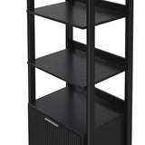Walker Edison Modern Narrow Open Bookshelf with Drawer – 22 Inch, One-Drawer Black Walker Edison