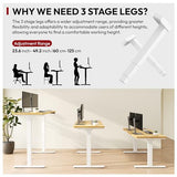 SANODESK 55" Electric Standing Desk,One-Piece Dual Motor Height Adjustable Desk, Stable and Durable 3-Stage Stand up Desk for Home Office (White Frame/55 x 28 Inch Maple top) SANODESK