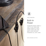 Signature Design by Ashley Caveman Den Modern Faux Leather Power Reclining Sofa with Adjustable Headrest, Drop Down Table, Electrical Outlets and LED Reading Lights, Black Signature Design by Ashley