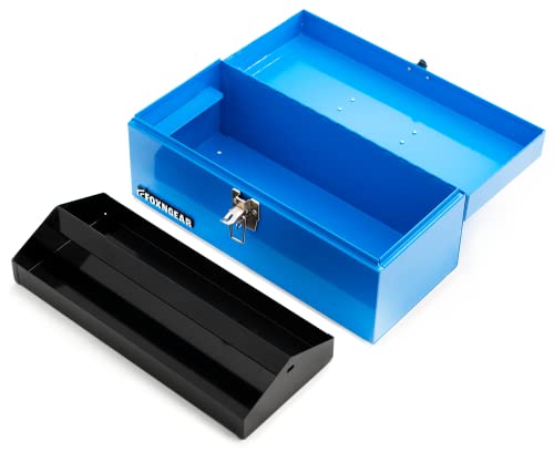 HantekSteel 16" Portable Steel Heavy-duty Tool Box 18-Gauge with Metal Latch and Handle Blue HantekSteel