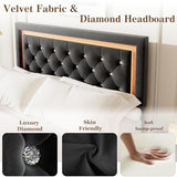 Garvee Floating Bed Frame Queen Size with Smart Led Lights, Upholstered Platform Bed with Diamond Headboard, Solid Wood Slats Support, No Box Spring Needed, Noise-Free, Easy Assembly, Black Garvee
