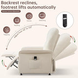 Power Recliner Chair for Adults, Electric Recliner with Curved Arms & Side Storage Pockets, Ergonomic Adjustable Reclining Chair for Living Room Bedroom, Chenille Beige