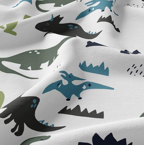 Sweet Jojo Designs 3-Piece Twin Sheets Set (Blue Green Dinosaur) for Boys, Kid, Childrens Bedding incl. Single Size Bed Flat Fitted Sheet & Pillow Case (Modern Dino, Dinosaurs Theme, T-Trex, Jurassic) Sweet Jojo Designs