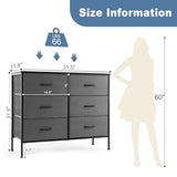 DUMOS TV Stand for Living Room, Dresser for Bedroom Chest of Dresser with 6 Fabric Drawers Storage Organizers Units, Nightstand for Bed DUMOS
