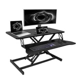 OUKMIC Standing Desk Converter 32” Height Adjustable Sit to Stand Up Desk Riser with Keyboard Tray for Home or Office, Dual Monitor and Computer Workstation Wide 2-Tier Desktop, Black OUKMIC