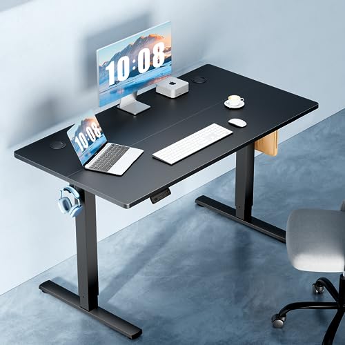 DUMOS 63 Inch Electric Standing Desk Height Adjustable, Sit to Stand Computer Workstations Large Work PC Table Home Office Writing Gaming Desks with Memory Presets for Walking Pad, Bedroom, Black DUMOS